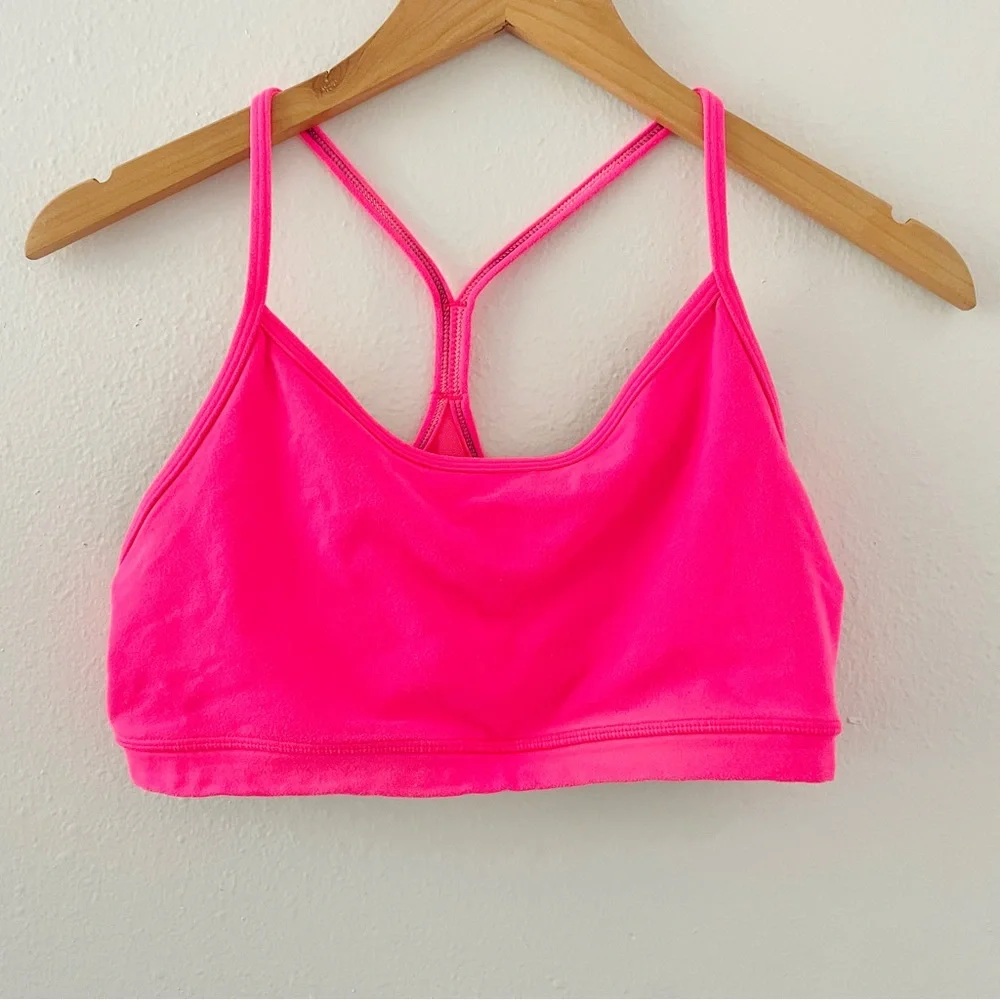 lululemon athletica Women’s Strappy Sports Bra - Hot Pink & Black - Picture 2 of 7